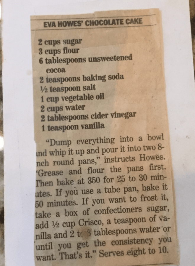 Eva Howes' Chocolate Cake